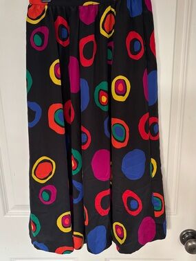 Black Multicolor Circle Print Maxi Skirt